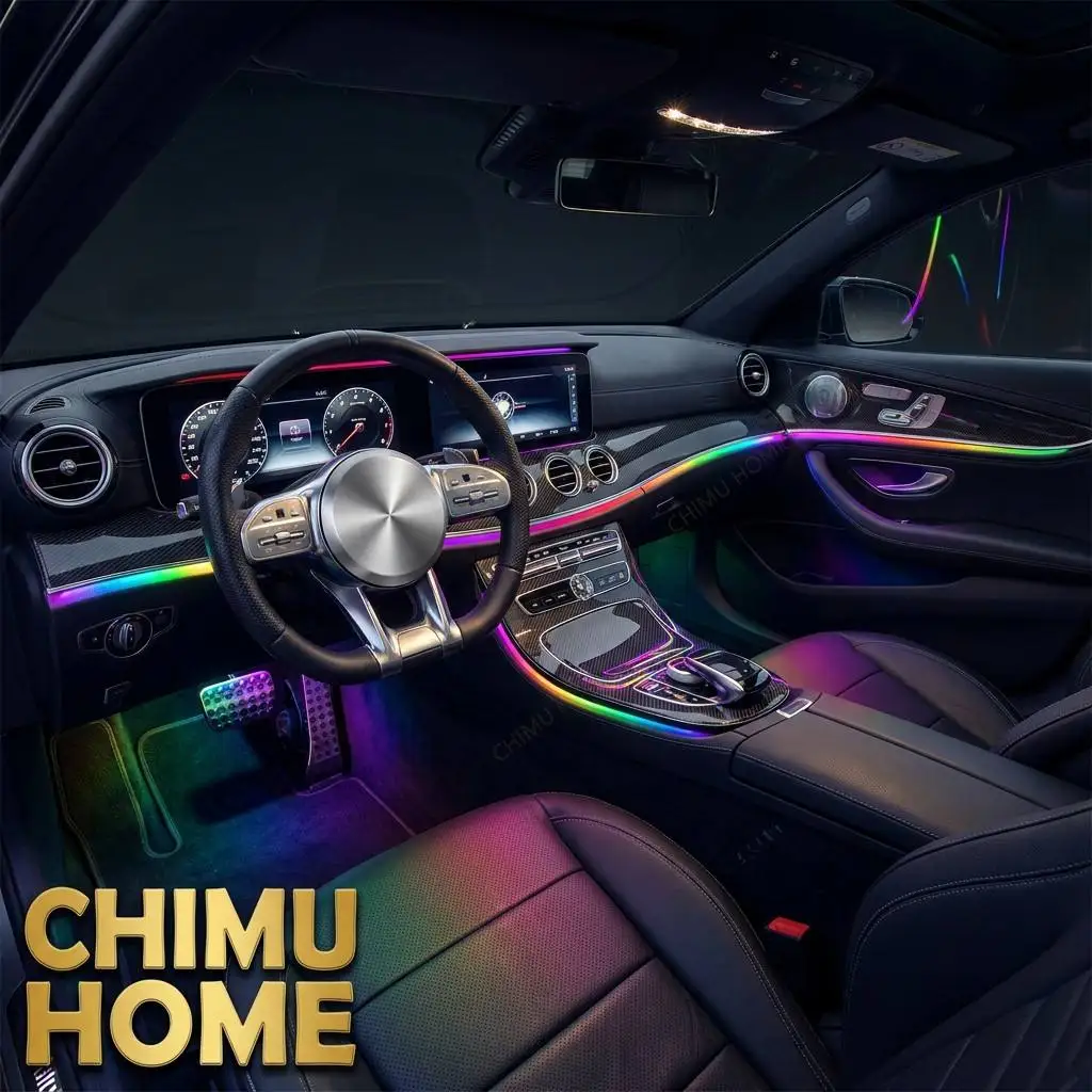 【CHIMU HOME】 22 in 1 Dream Color RGBIC Dynamic Car Ambient Lighting Interior LED Strip APP Bluetooth Control 64 Colors 12V