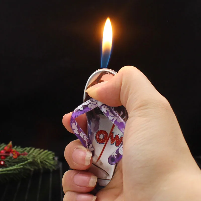 

New Cartoon Open Flame Inflatable Lighter Cute Mini Flip Flops Butane Gas Outdoor Portable Lighter Personalized Smoking Gift