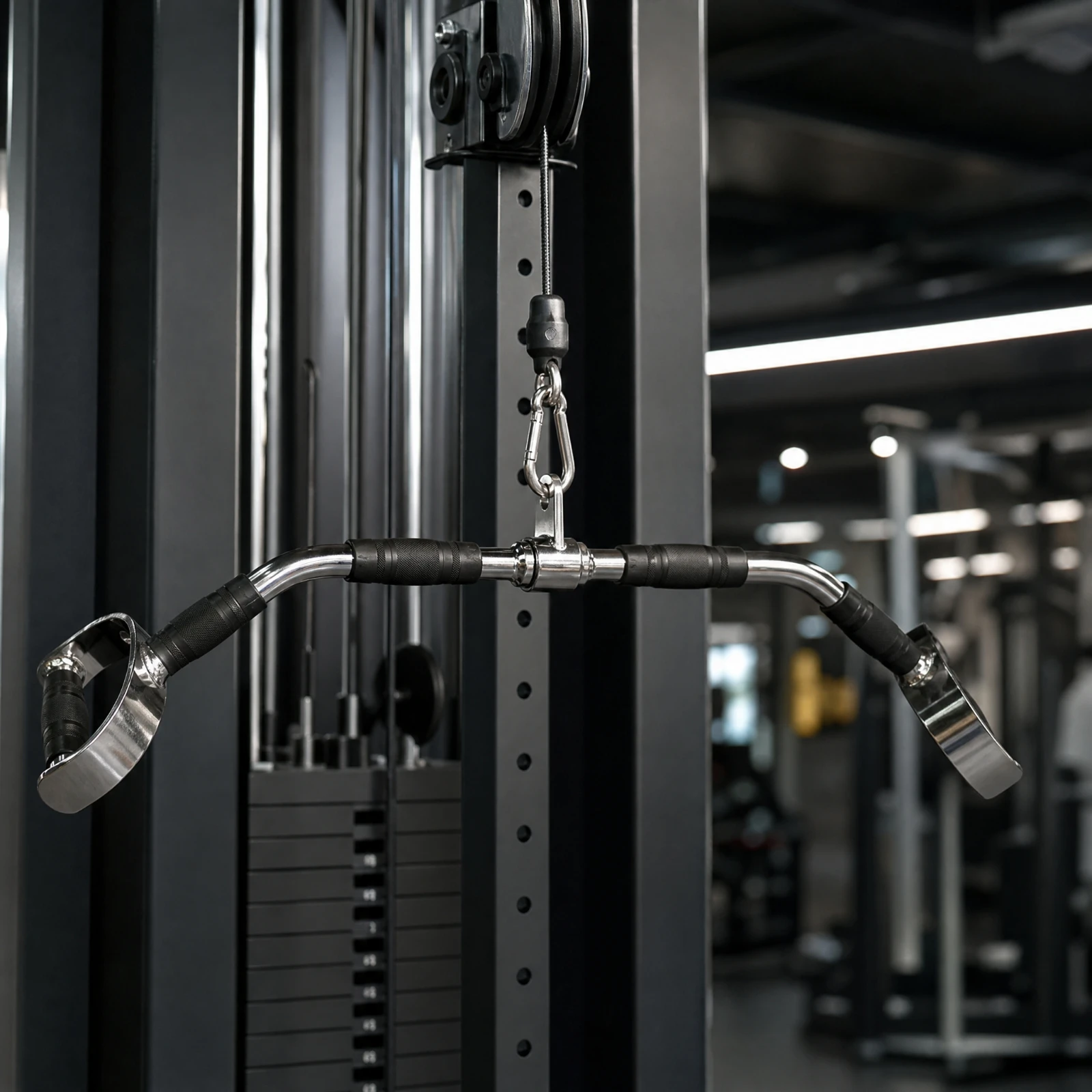 Curved Cable Machine Training Handle Rotating D-Shaped Cable Handle Lat Pulldown Bar with Swivel Sturdy Gym Attachment Non-Slip