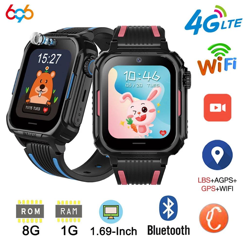 

Smart Watches Geo-fence SOS 1Gb 8Gb Voice Text Message Remote Monitor HD Video Call VOLTE WIFI GPS LBS Sim Card Smartwatch Kids