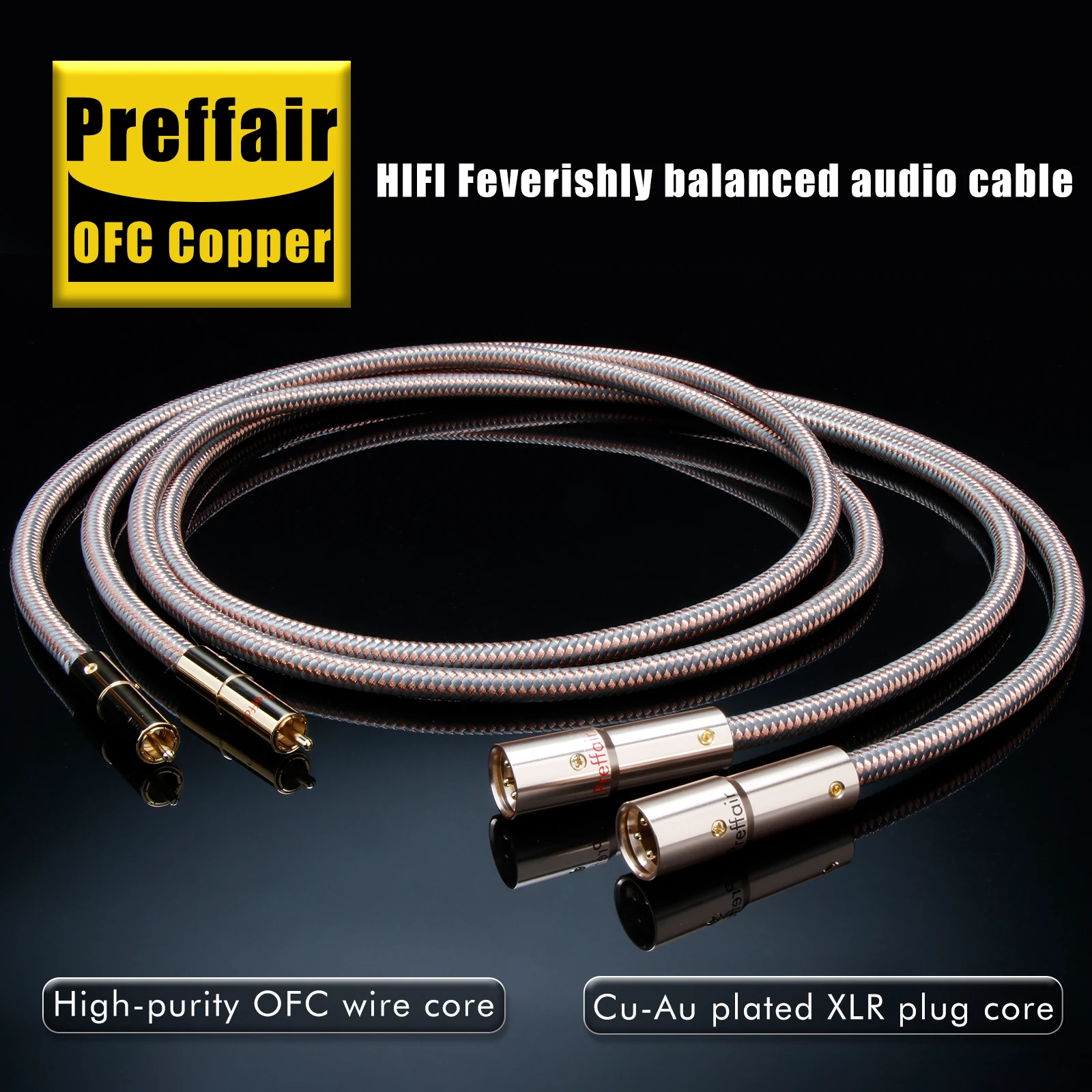 

Preffair High-end 99.998% Copper RCA/XLR Interconnect Audio Cable with Gold Plated RCA Connectors for Amplifier