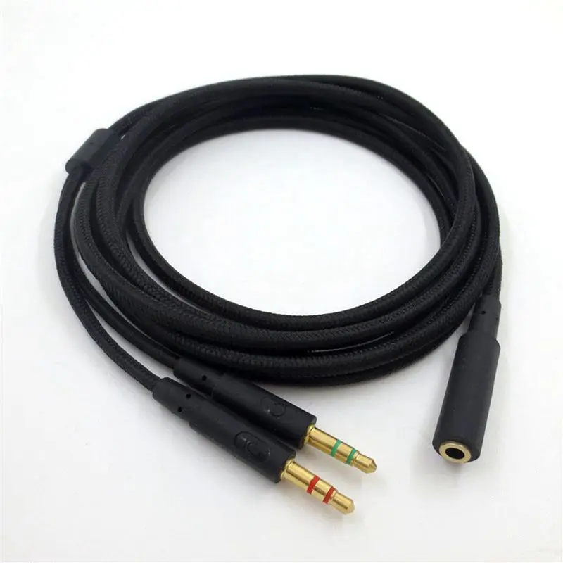 DT51 2X 3.5mm Audio Extend Cable Nylon Braided for HyperX Cloud II Alpha Core Headphone 2M