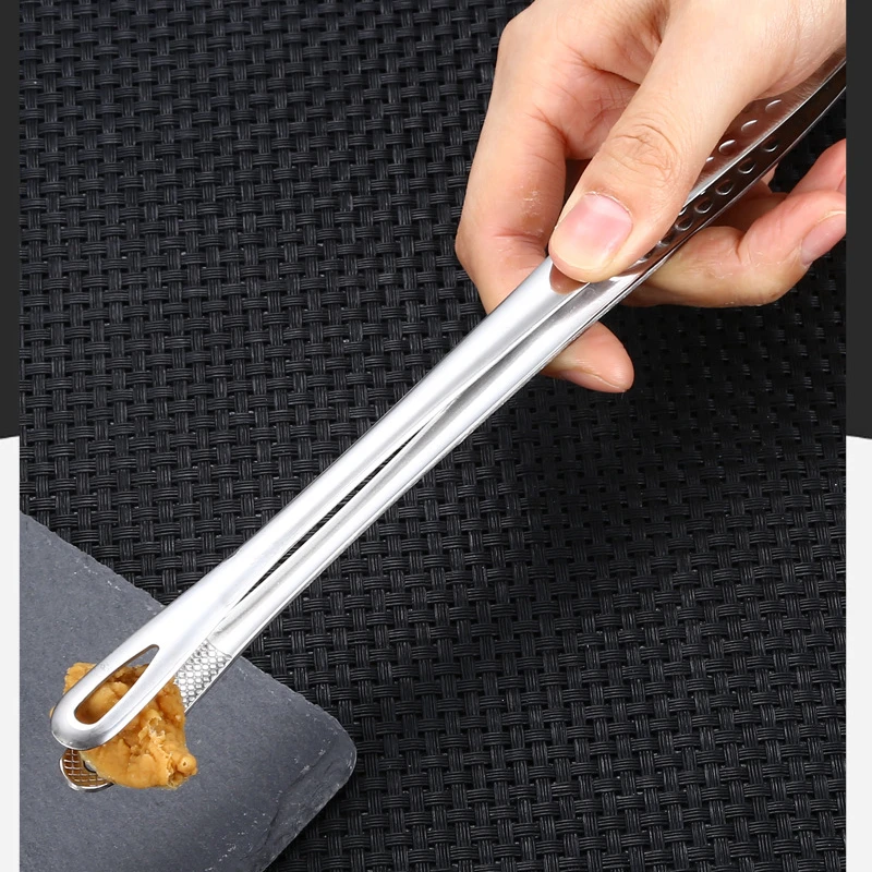 Kapmore 1pc Stainless Steel Food Tongs Long Handle Non-Slip Barbecue  Steak  Kitchen Cooking Tools Accessories