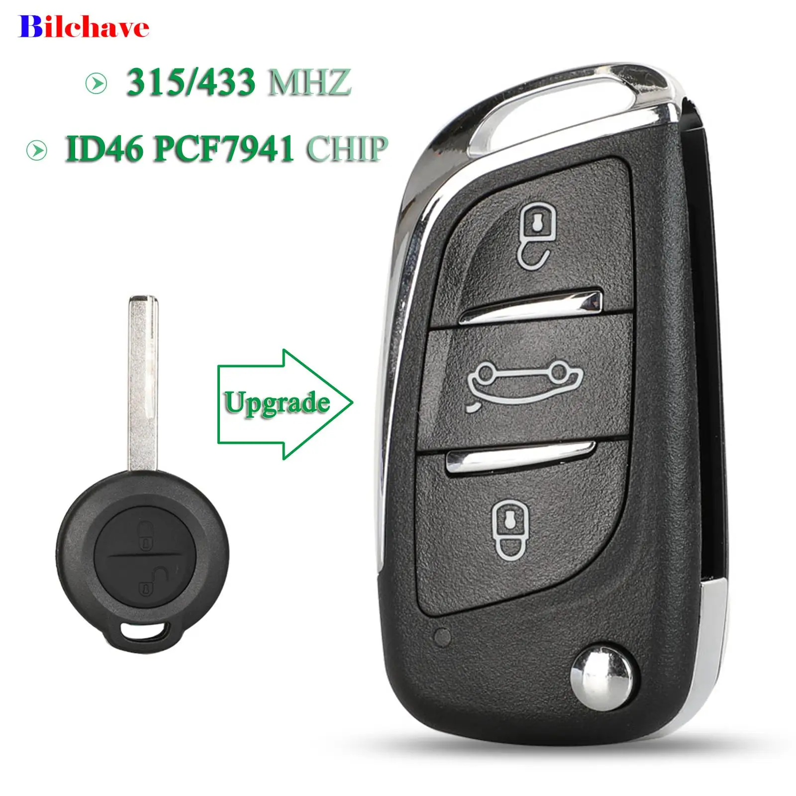 

jingyuqin Upgrade 2BT For Mercedes Benz Smart 454 Forfour For Mitsubishi Colt 315/433Mhz ID46 PCF7941 Chip Smart Remote Car Key