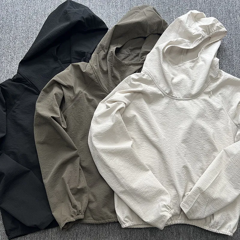 Gdw 0 Series Anorak Waterproof Bubble Cloth Outdoor Casual Hooded Jacket Set Portable Men's Autumn Winter Loose Fit Long Sleeve