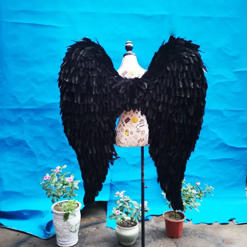 High Quality Natural Feather Handicraft Black Devil Angel Wings Adults Creative Photography Big shoot Props Bar Decoration