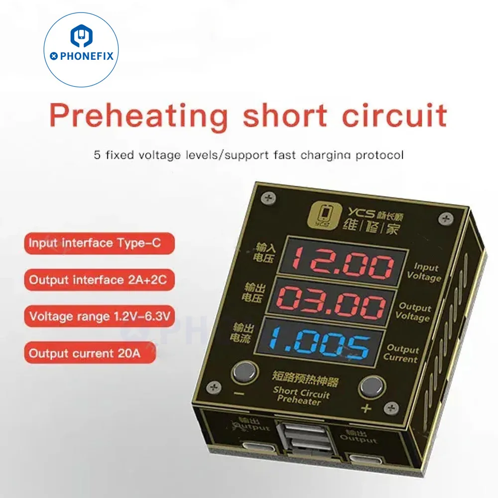 Ycs pré-aquecedor de curto-circuito para reparo de celular, alta potência, curto-circuito, aquecimento de alta corrente e ferramenta de capacitância de ruptura