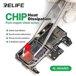 RELIFE RL-093A/B/C 50PCS Chip Heat Sink Copper Sheet Uniform Heat Diffusion Pure Copper Heatsink Thermal Plate Cooler Pad