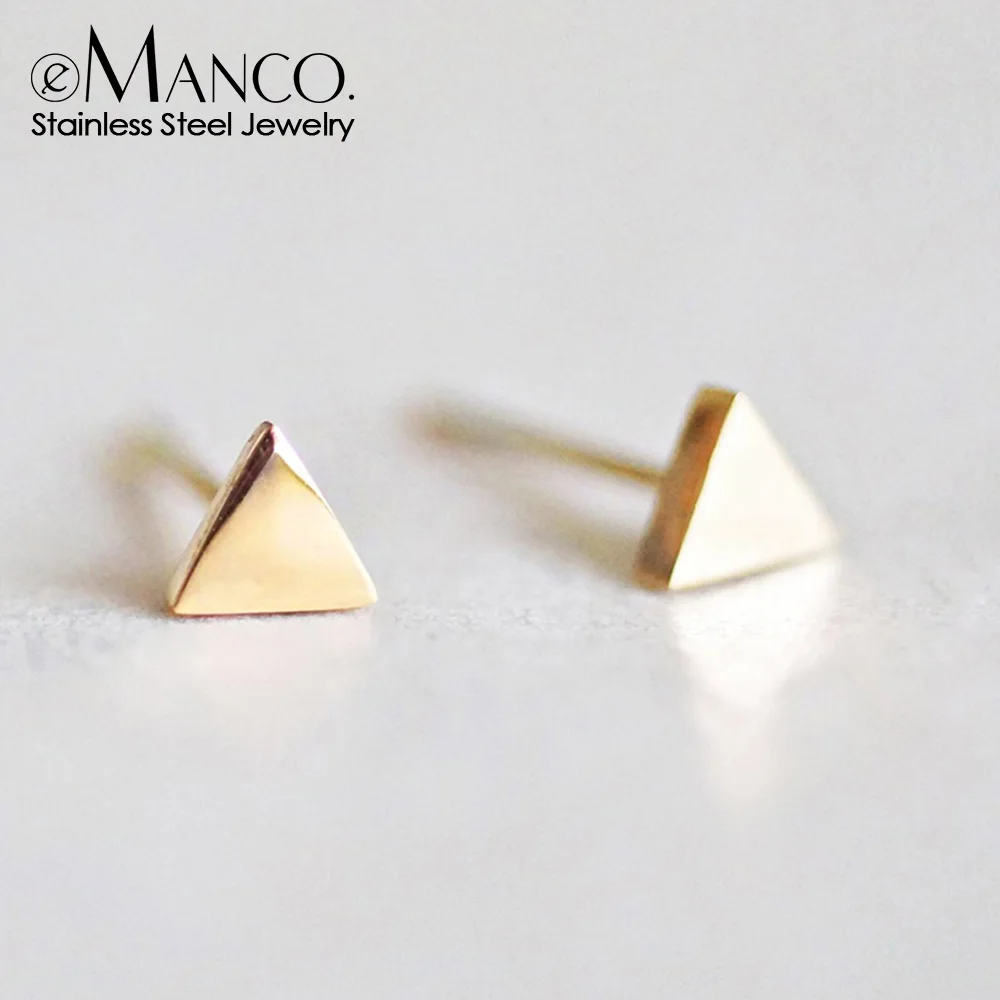 eManco Wholesale Small Triangle Stainless Steel Earrings for Women Career Style Minimalist Geometric  Earring Studs Jewellery