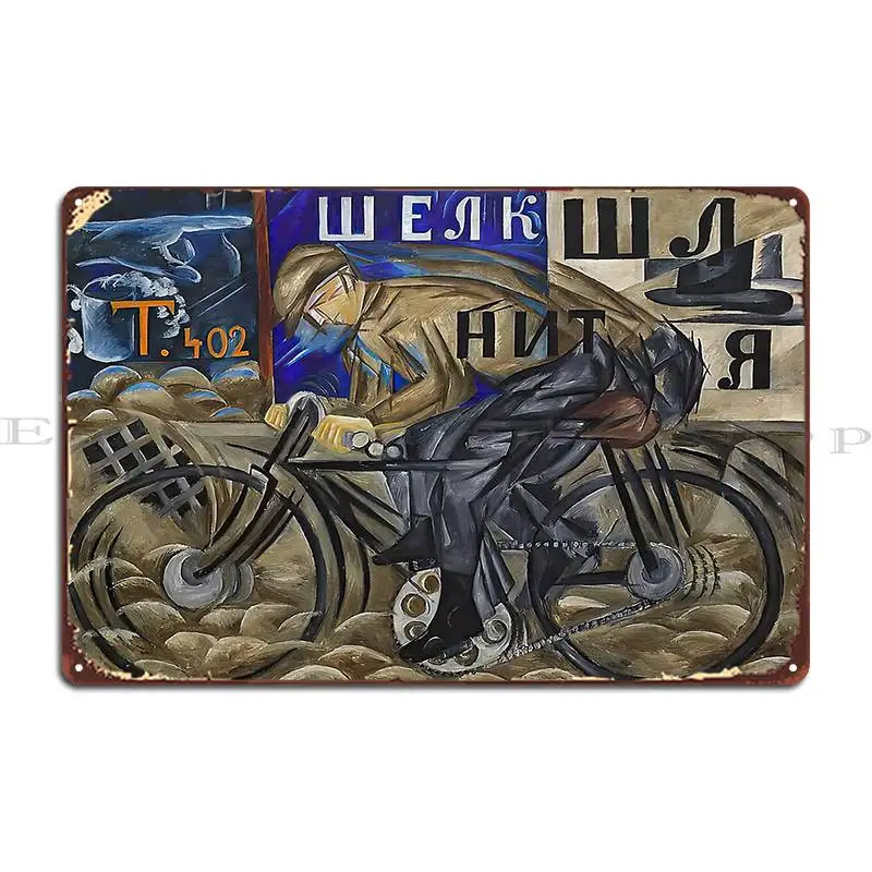 Natalia Goncharova Cyclist Metal Plaque Poster Bar Cave Club Wall Mural Designer Cave Tin Sign Poster