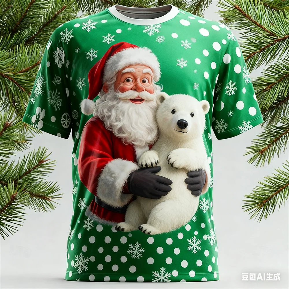 عيد الميلاد تي شيرت رجالي فاسق سانتا كلوز نمط طباعة الرجال المرأة تي شيرت تنفس الجولة الرقبة الجرافيك تي شيرت ملابس الحفلات