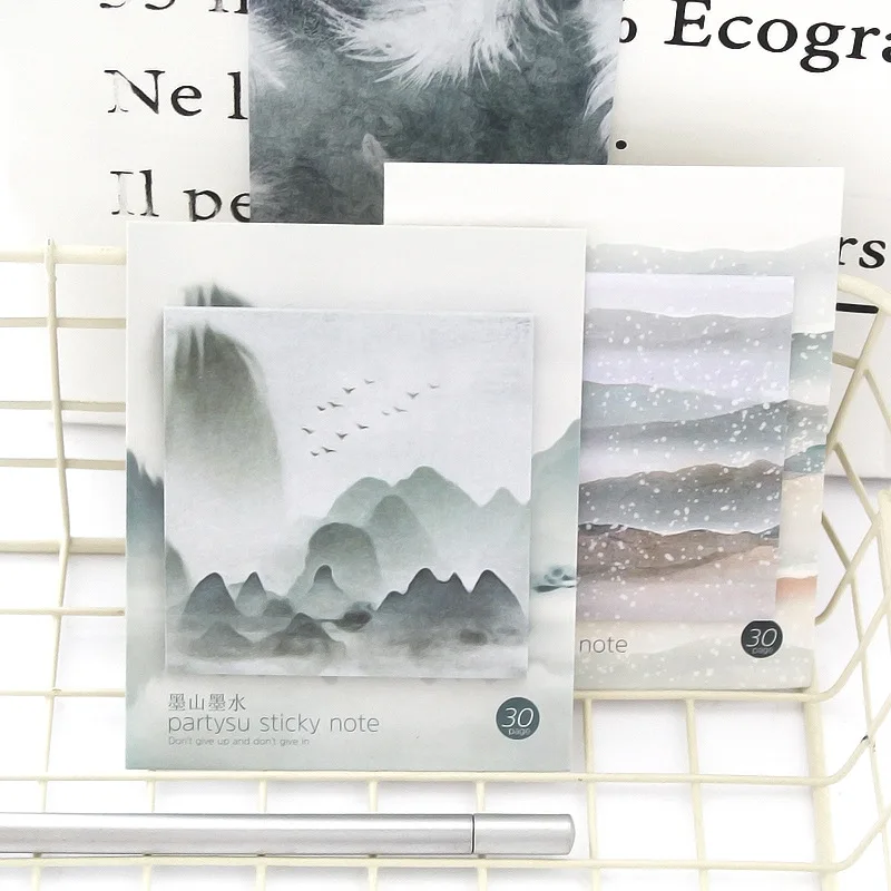 30sheets Natural Landscape Aesthetic Sticky Notes To-do List Sticker Notebook Note Paper Sticky Memo Pad Portable Pocket Notepad
