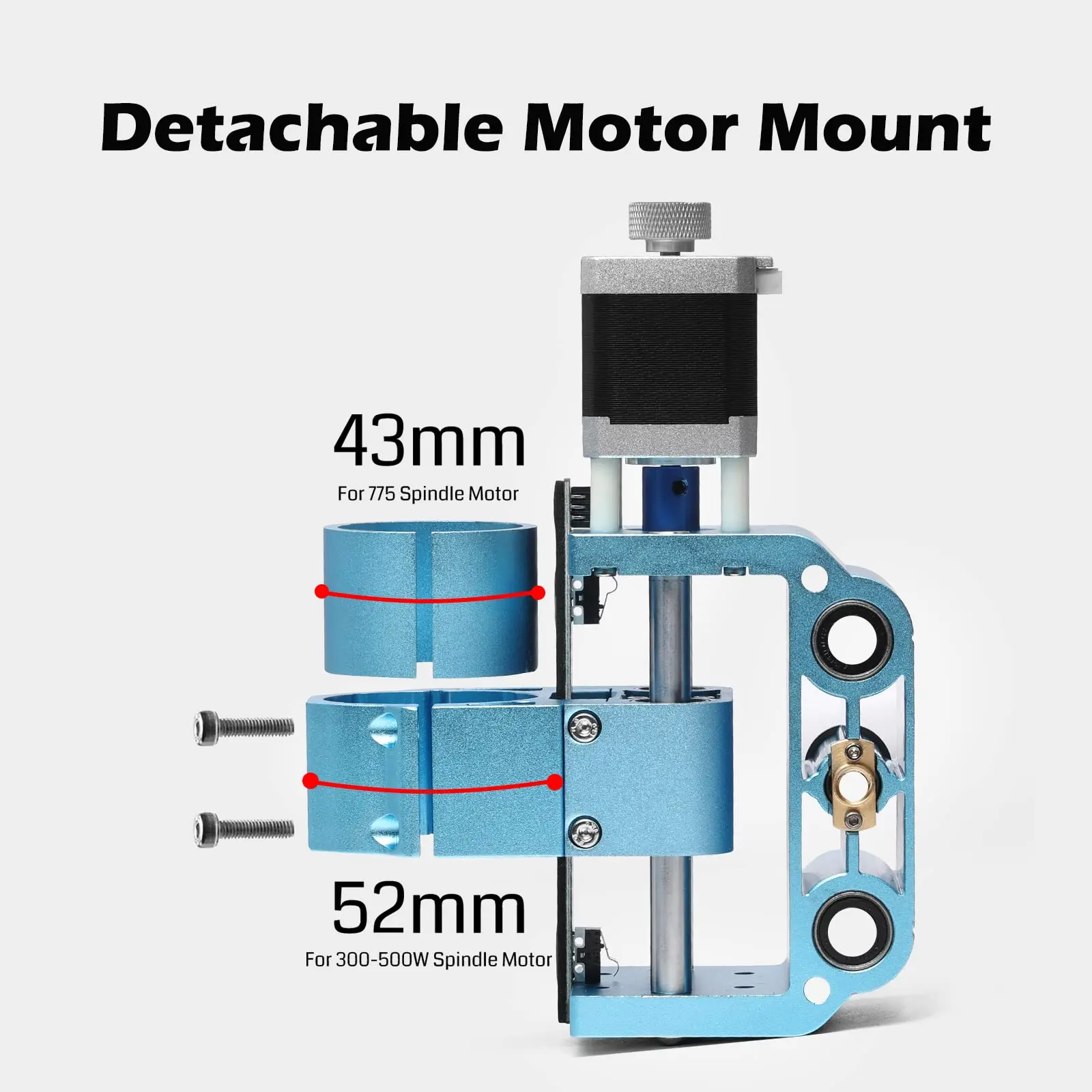 Gruppo asse Z in alluminio aggiornato Genmitsu Kit V2, con supporto motore mandrino, supporto mandrino diametro 43mm e 52mm