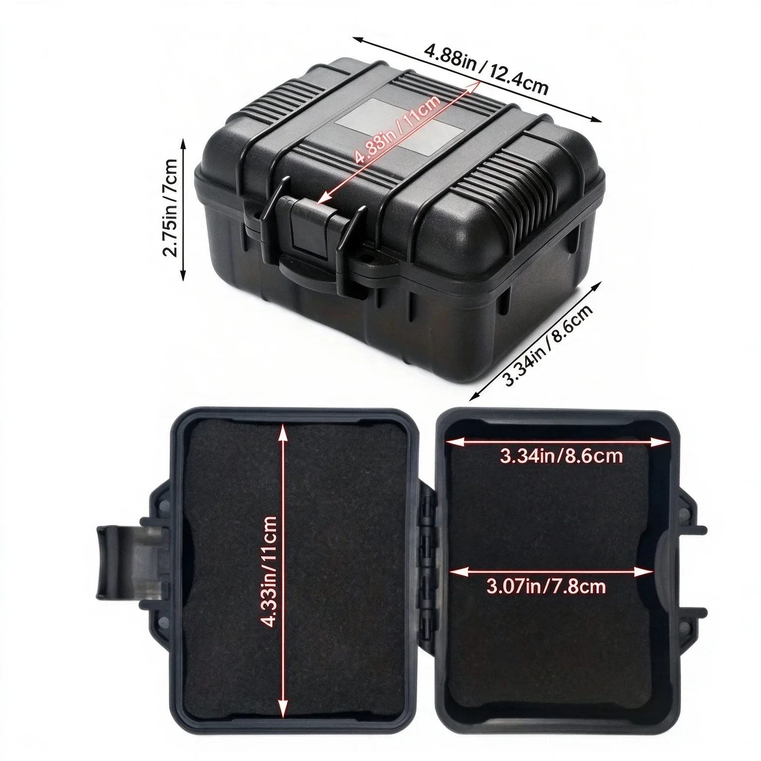 HTMCK Storage Box with Shock-Absorbing Foam, 1 pc, for Outdoor Storage of Fragile Items, Cameras, Binoculars, Small Tools