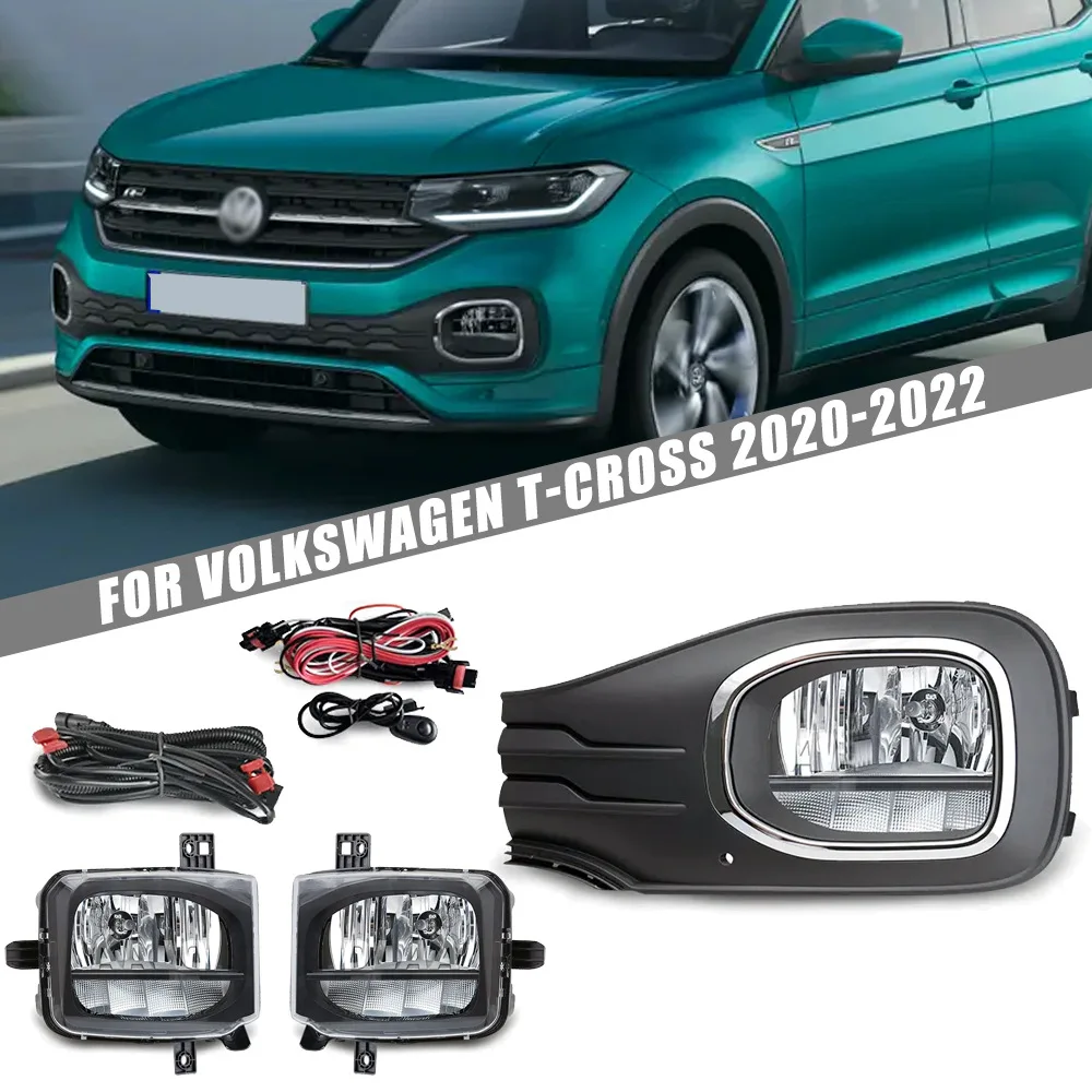 

Front Bumper Fog Lamp Upgrade Kit FOR Volkswagen T-Cross 2020 2021 2022 Version Additional Foglight Set Switch + Wiring