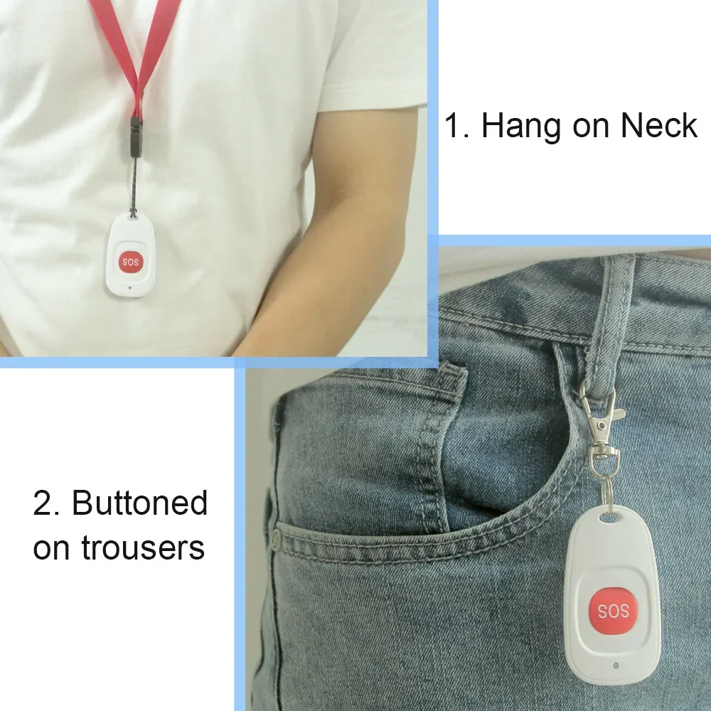 Topvico SOS زر الذعر RF 433mhz زر الطوارئ المسنين إنذار المفاتيح تحكم كبار السن GSM WIFI نظام إنذار المنزل