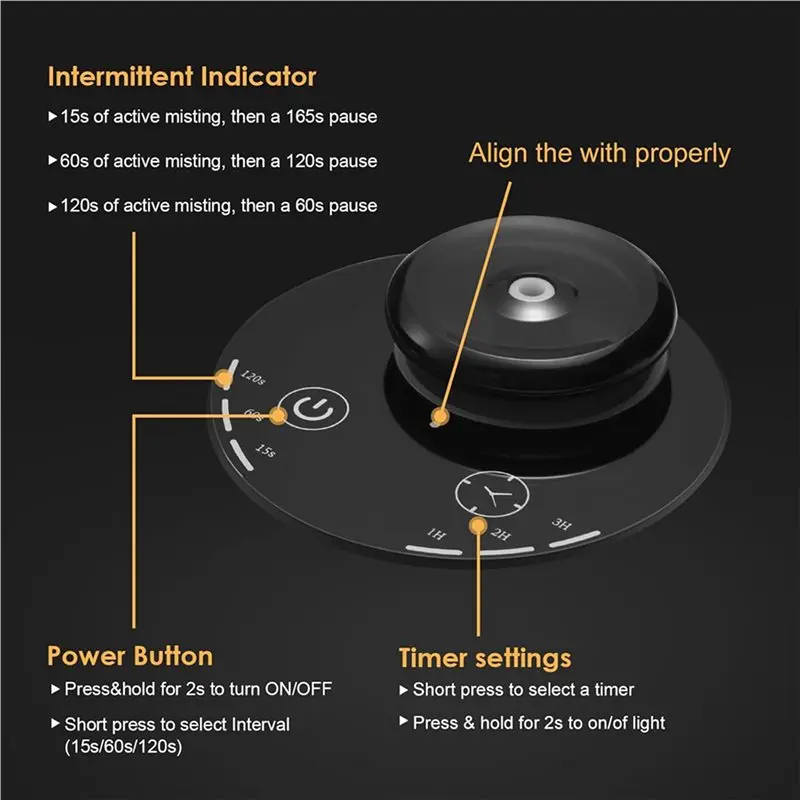 Diffusore senza acqua A98I-5X per nebulizzatore di oli essenziali con 3 modalità di nebbia, 4 timer, LED a 7 colori - Diffusore per aromaterapia