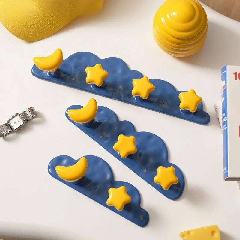 Cartoon Ceramic Hook Stars Moon Clouds Wall Storage Pendant Coat Hook Home Organization Children's Room Wall Decoration