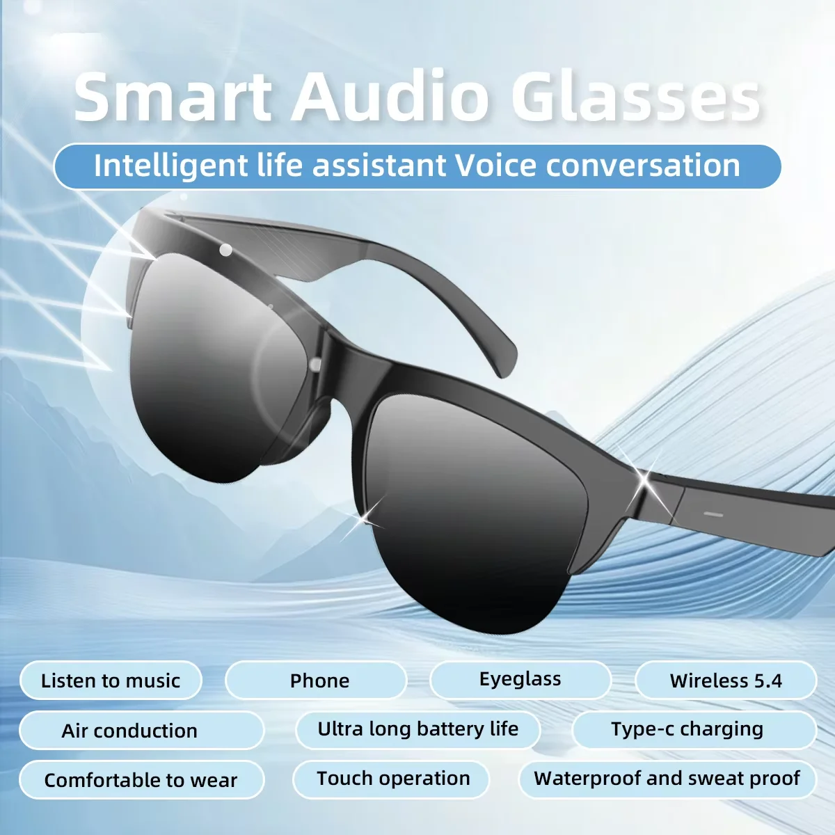 Musical Instrument Glass - Gafas Inteligentes Inalámbricas con Bluetooth, Micrófono