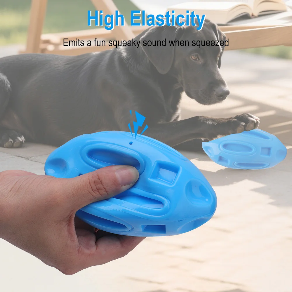 Hundespielzeug Rugby TPR Gummi-Kauball mit Quietscher Zahnreinigung Langlebiges Haustier-Spielzeug für Mittlere und Große Hunderassen Geschenk für Hunde – Detail 4