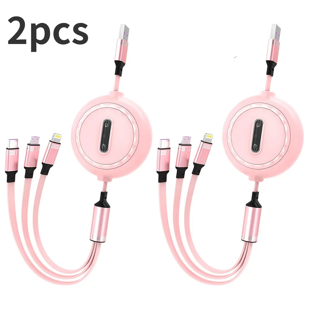 

3 In 1 Retractable USB Cable Fast Charging Data Cord For Iphone Samsung Huawei Xiaomi Multi Port Multiple Charging Wire