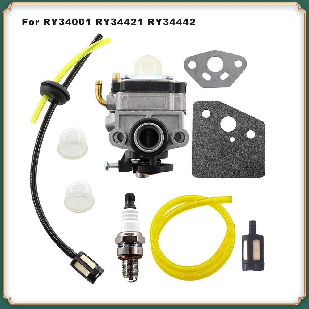 30cc 4-Cycle Engine Carburetor Kit Fit for Ryobi Weed Eater S430 X430 Trimmer -Models RY34001 RY34421 RY34442