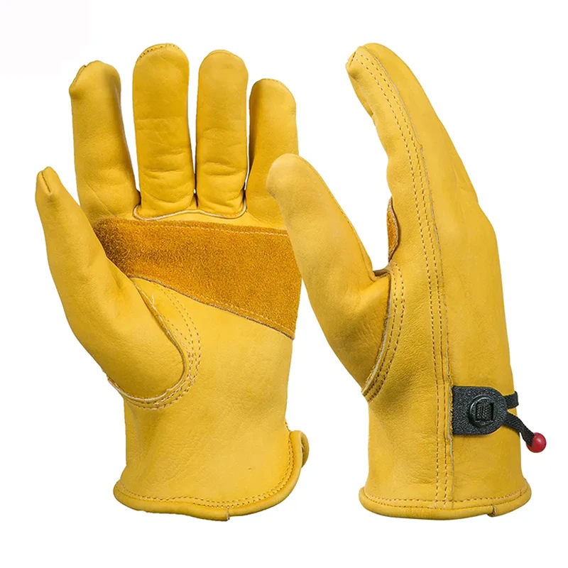 1 Pair Work gloves cowhide leather workers work welding safety protection garden sports motorcycle driver wear-resistant gloves