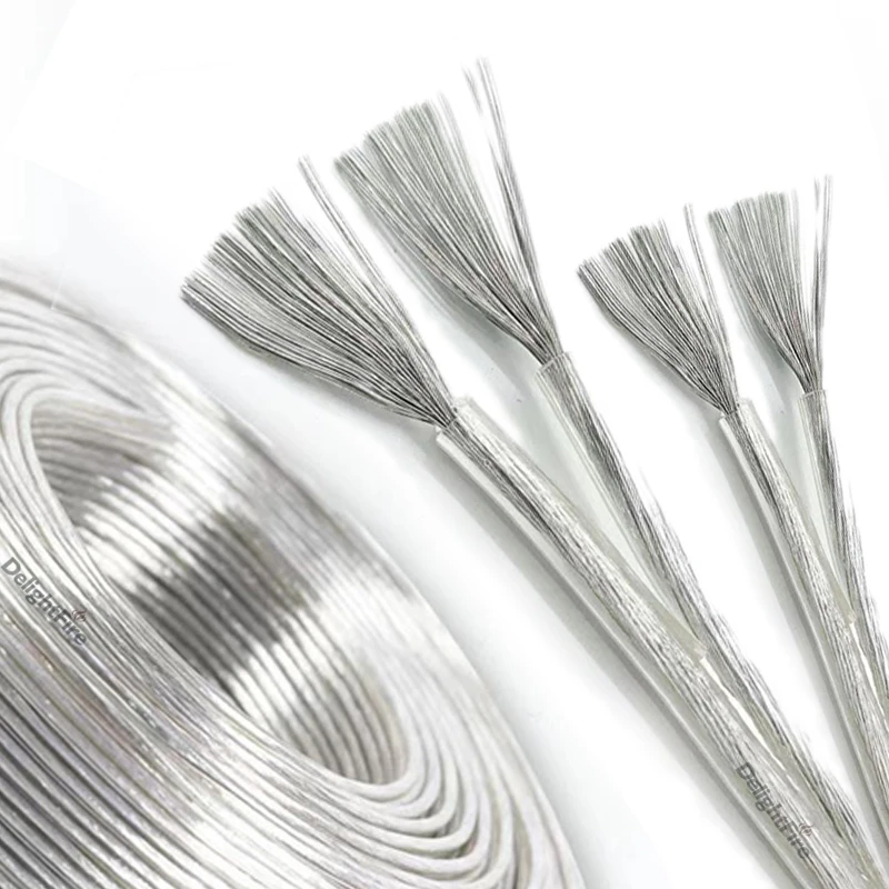 Transparent Insulation Electrical Wire 20 18 20 22AWG PVC Tinned Copper Cable Flat Ribbon Cable For Audio Speaker Led Strip