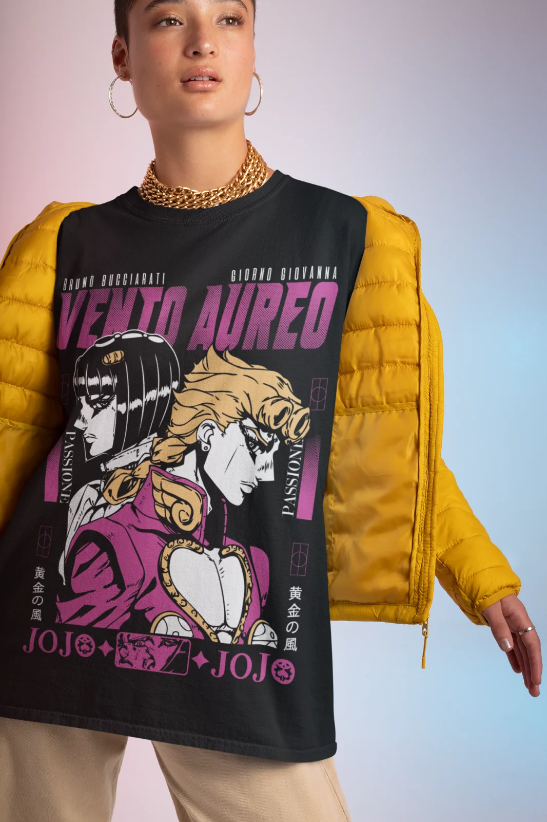 Vento Aureo T-Shirt Jojo’s Bizarre Adventure Josuke Kawaii Anime shirt All Size