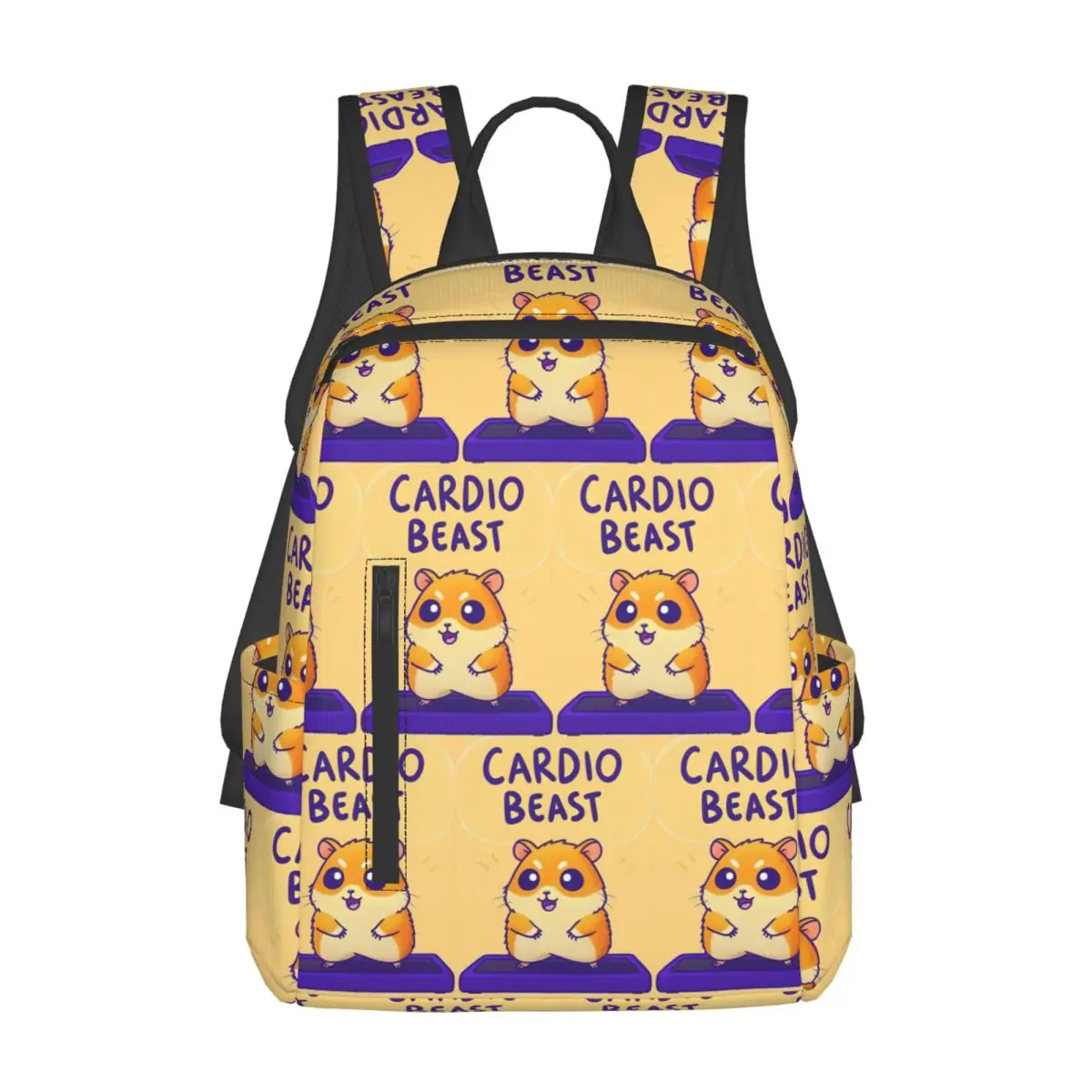Cardio Beast Hamster Workout Sticker Backpack Daypack Large Capacity Kids BookBag School Bag Shoulder Bags for Men Women