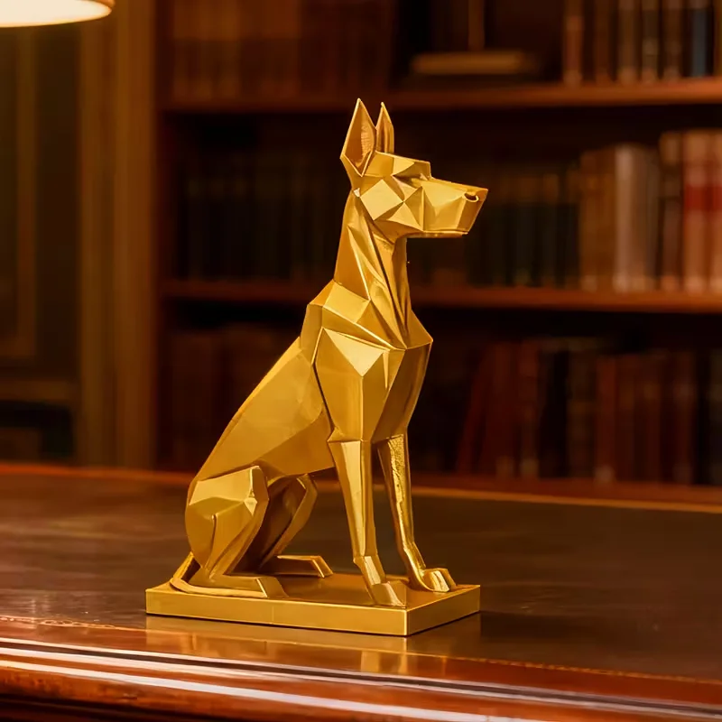 Lindo perro Doberman modelo de papel geométrico familia animal perro pequeña estatua, artesanía escolar de gato perezoso