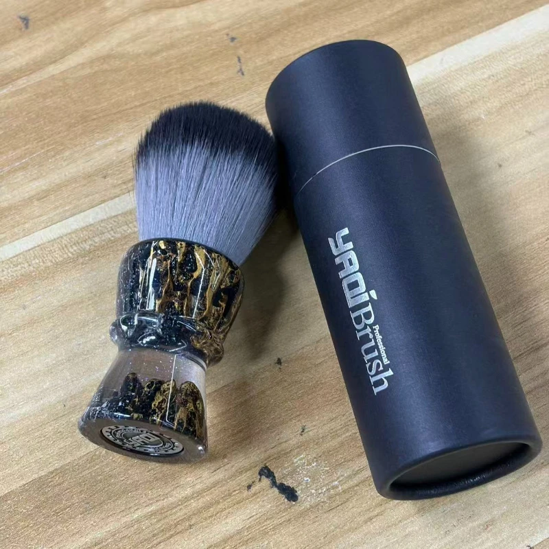 2026 Flash Sale！YAQI ROCKS 28mm Synthetic Hair Resin Handle Men Wet Shaving Brush Fast shipping