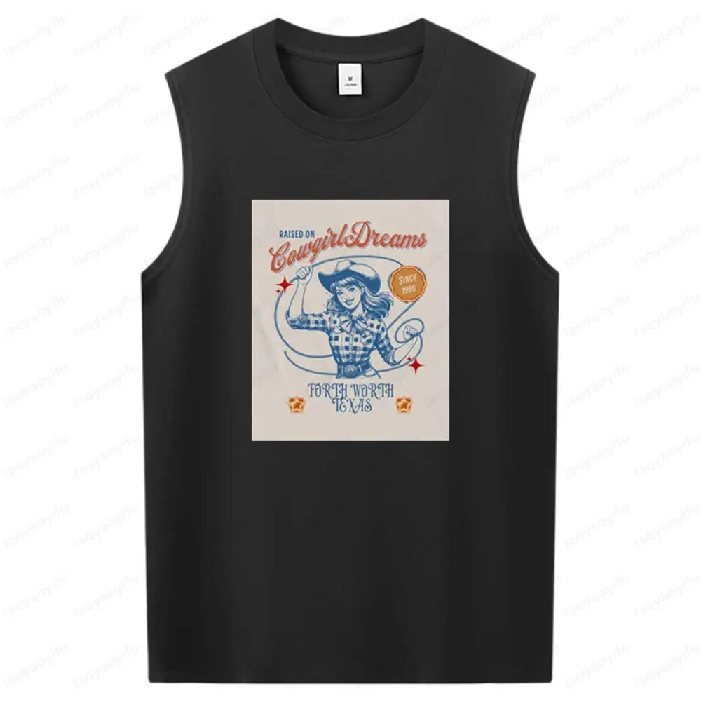 

Винтажные топы унисекс с изображением пастушки мечты, мужские и женские универсальные модные повседневные жилеты без рукавов с круглым вырезом, летние повседневные футболки