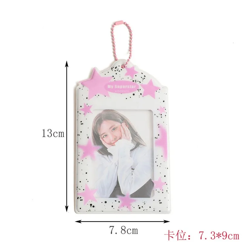 Korean Ins Trend Star Card Holder Kpop 3 Inch Photo Card Case with Transparent Display Windows Cute Girl ID Card Storage Pendant