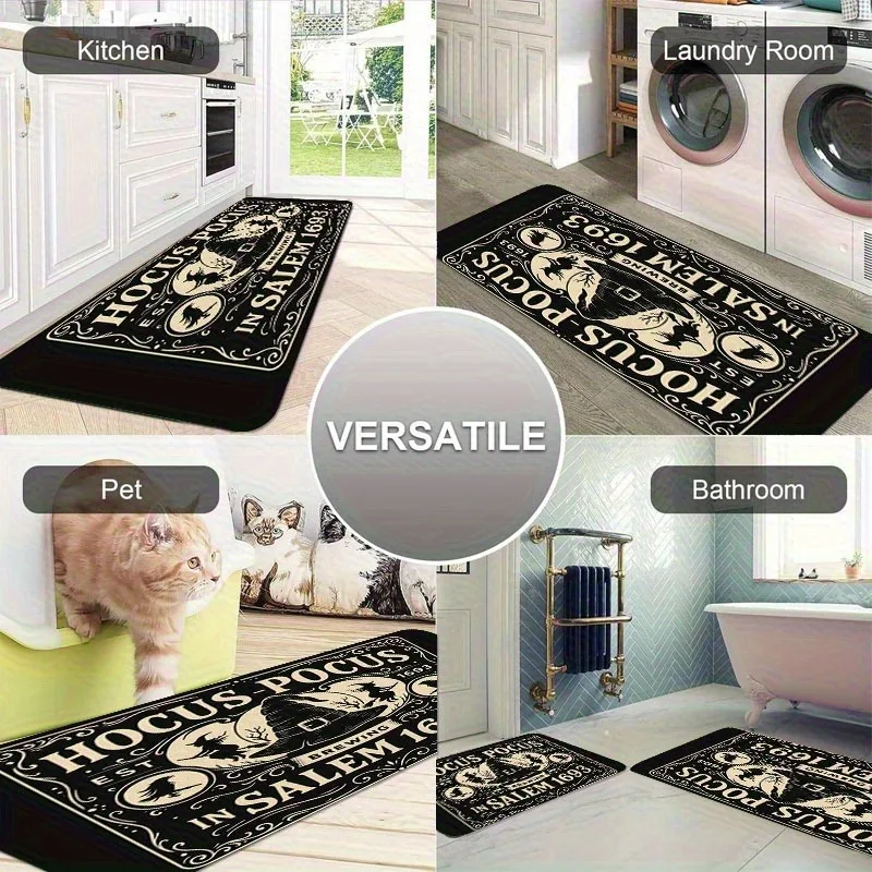 

1PC Halloween Pattern Kitchen Rug Non-Slip Door Mat Pop design Bathroom Rug Bath Mat Carpet for Home Sink Laundry Decor