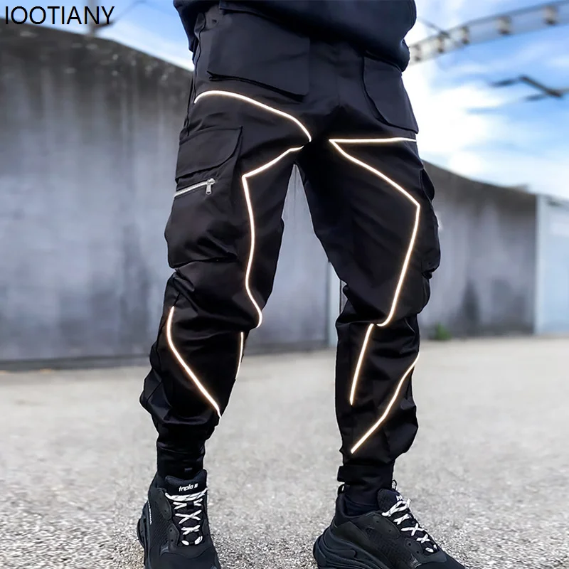 

Мужские светоотражающие брюки-карго, новинка 2024, повседневные брюки для бега в стиле хип-хоп, мужские спортивные штаны с несколькими карманами, уличная одежда, спортивные брюки M-3xl