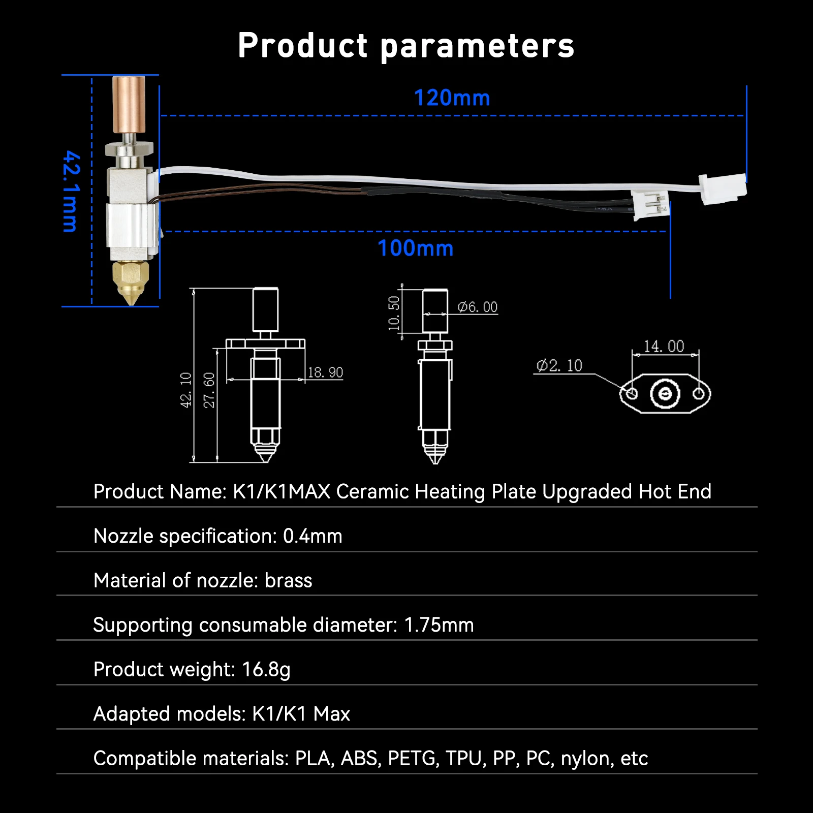 Upgrade Hotend Kit for CR-M4 Ceramic Heating Plate 550°C High Temperature Rapid Printing for Creality K1/ K1 Max Extruder