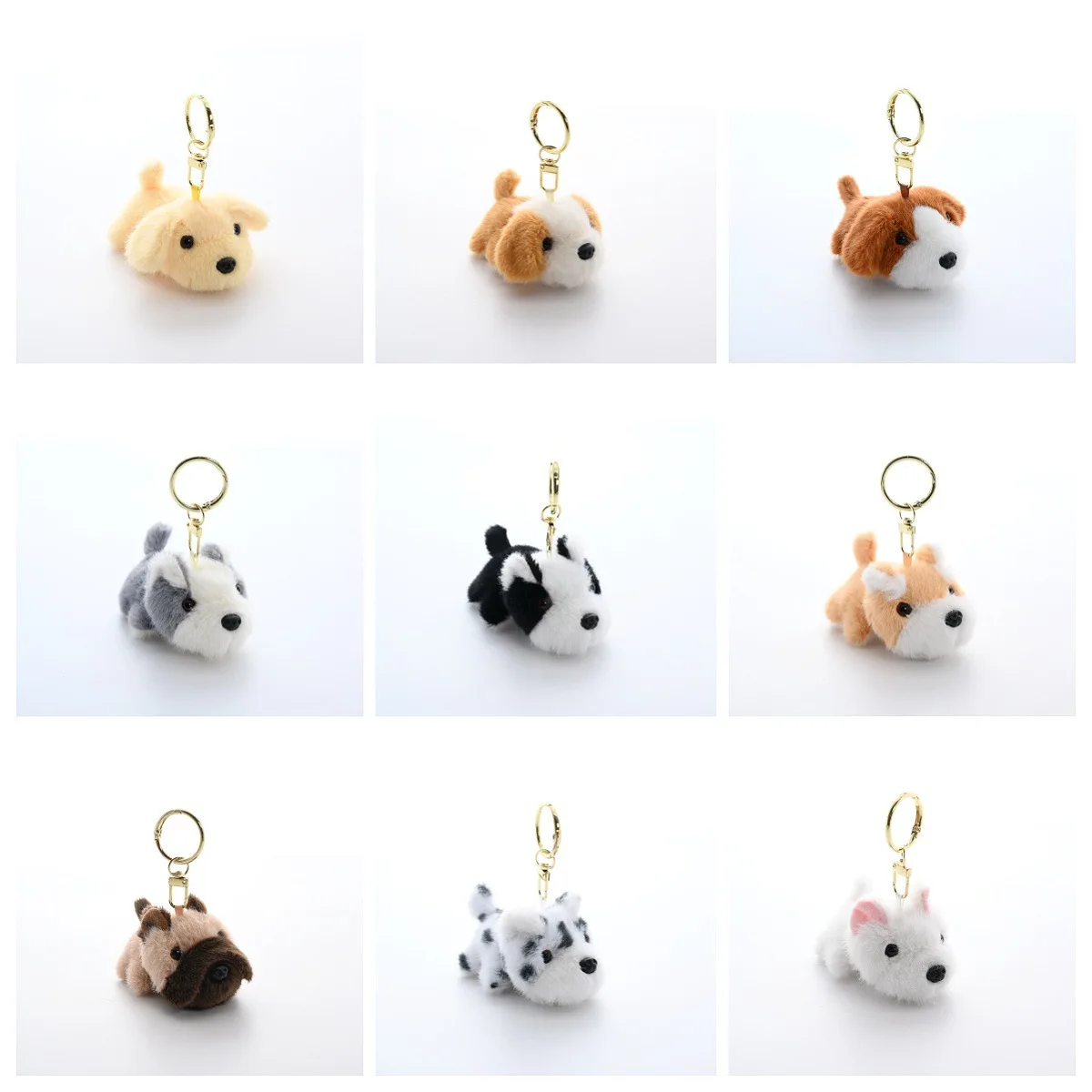 

Lying dog Cute Puppy Series Complete variety dog Animal Pendant Keychain Plush Toy Doll