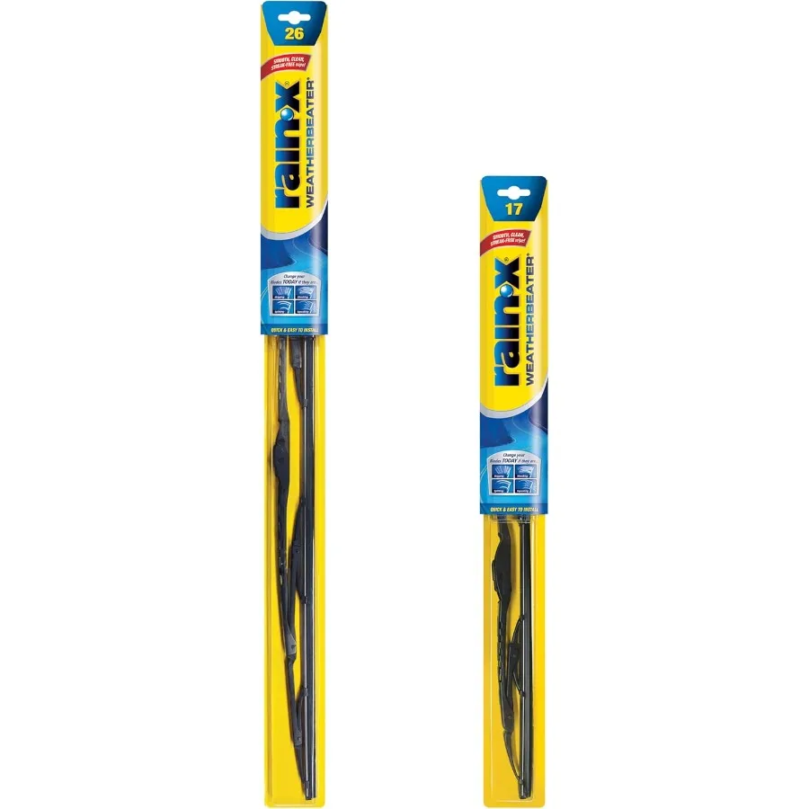 

26 and 17 WeatherBeater Windshield Wipers Pack of 2 for Automotive Replacement with Superior Performance and Durability Designe