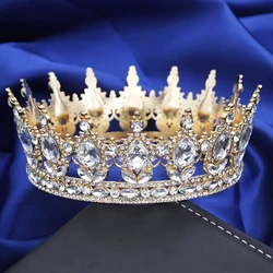 Baroque Round Diadem Royal Queen King Tiaras and Crowns Bridal Wedding Dress Crown Jewelry Accessories