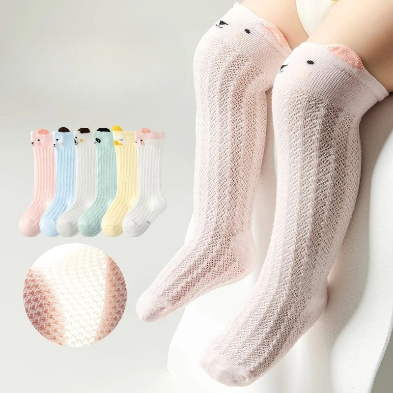 

Детская одежда, чулки с героями мультфильмов для малышей, весенне-летние детские дышащие гольфы для маленьких девочек и мальчиков, хлопковые сетчатые длинные носки