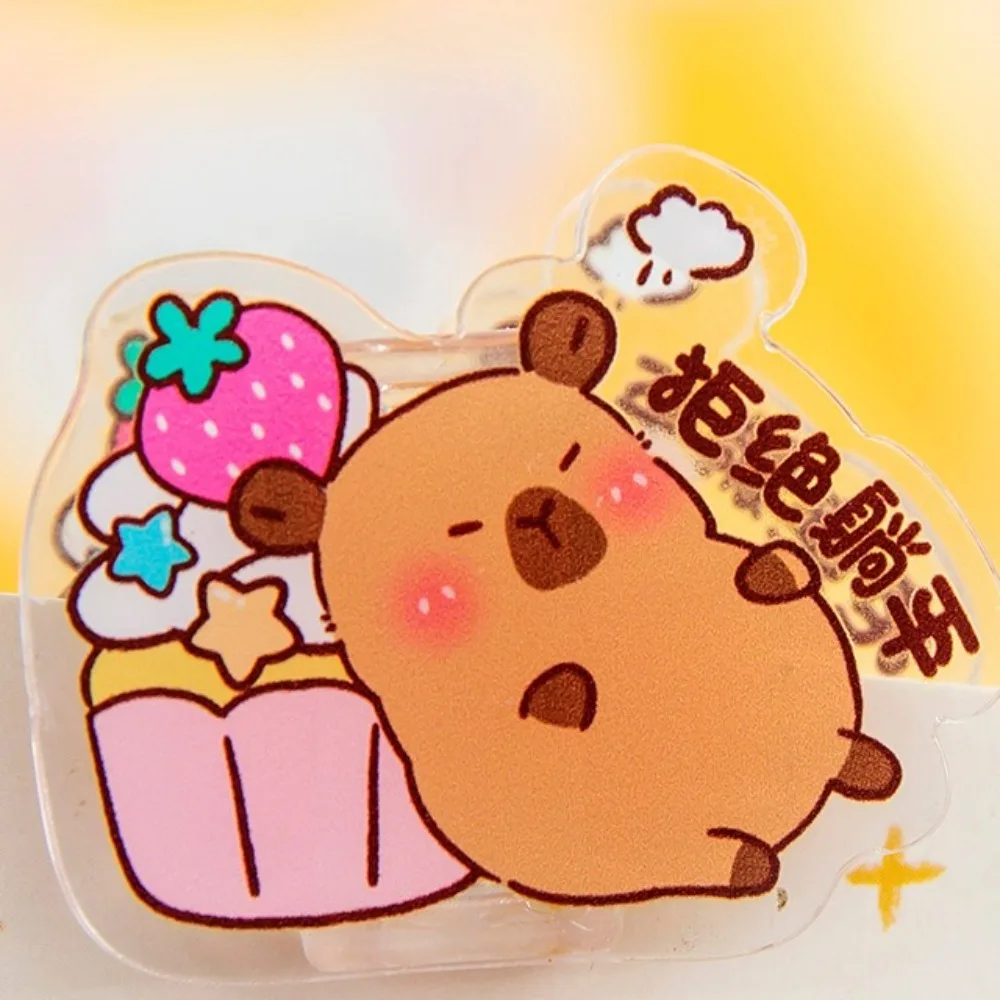 Clip acrílico de papelería Capybara, Clip de notas de dibujos animados Kawaii creativo, Clip de papel acrílico decorativo encantador, abrazadera para notas