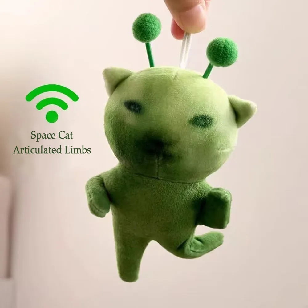Green alien cat plush doll funny creative changeable shape pendant rag doll for bag decoration