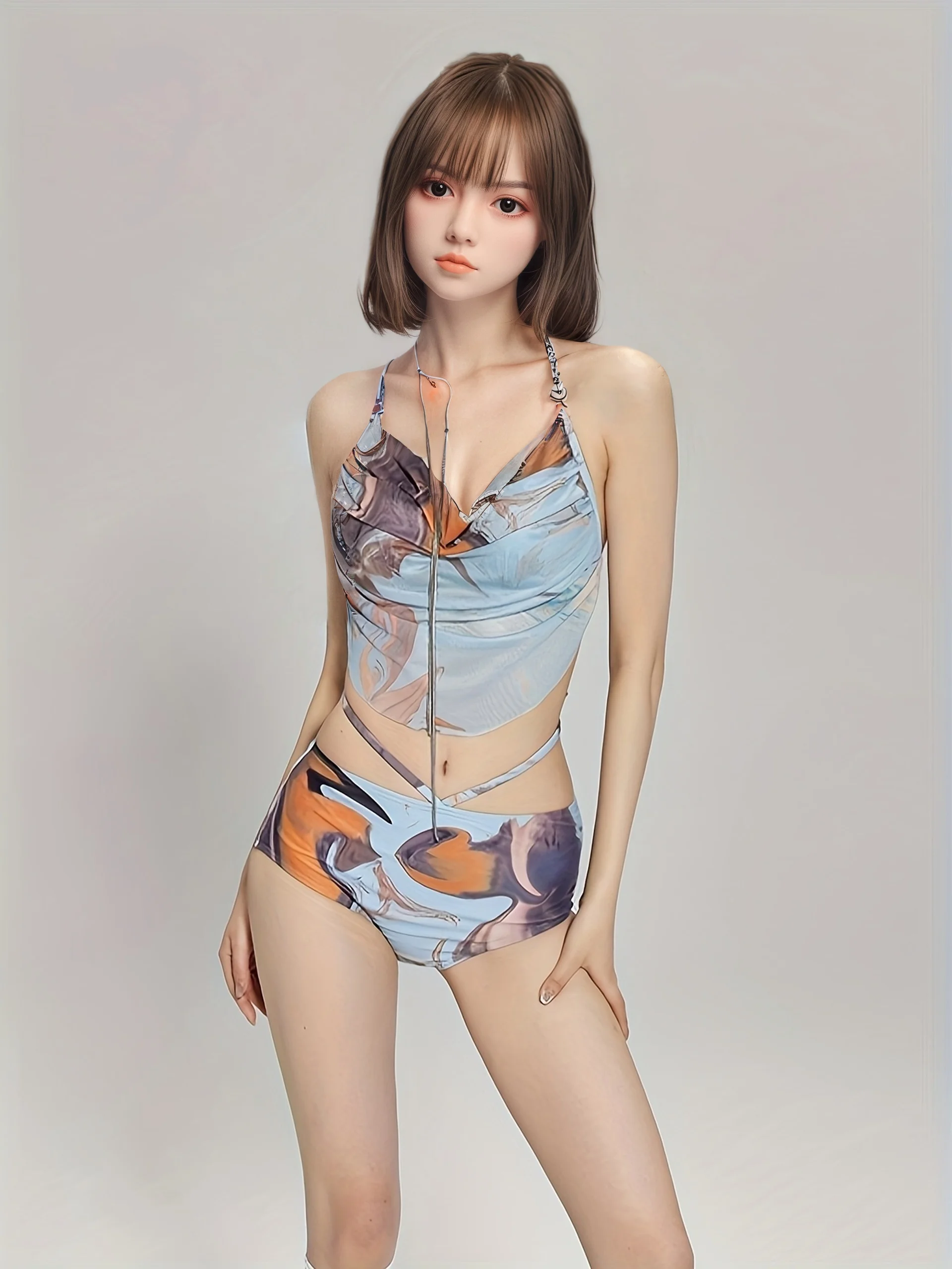 57.09in Slim Body Anime Doll, Flat Chest Lifelike TPE Figure, Realistic Skin, Movable Skeleton, Sexy and Elegant Shape