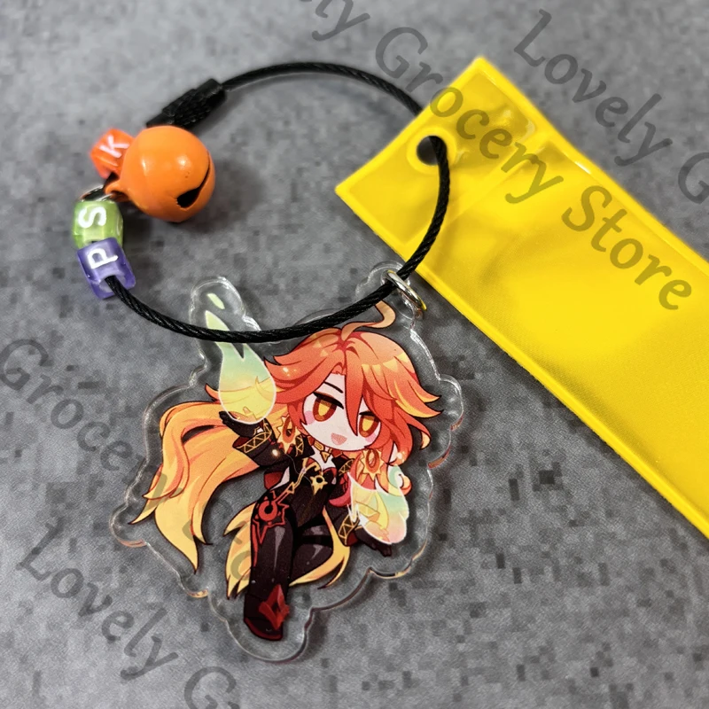 Anime genshin impacto mavuika cosplay dos desenhos animados tira de advertência segurança acessório reflexivo pingente ornamento fita prop mascote presente