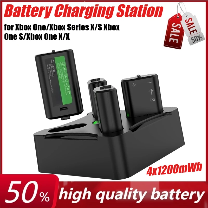 

4x1200mWh Battery Rechargeable Battery Charging Station for Xbox One/Xbox Series X/S Xbox One S/Xbox One X/X