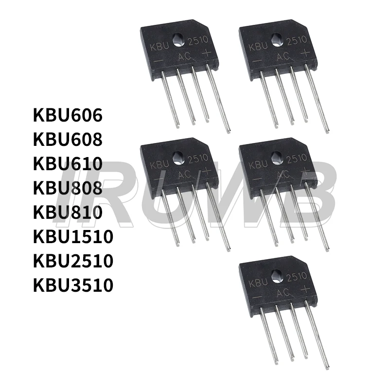 5PCS Flat Rectifier Bridge Diode Bridge Rectifier KBU606 KBU608 KBU610 KBU808 KBU810 KBU1010 KBU1510 KBU2510 KBU3510