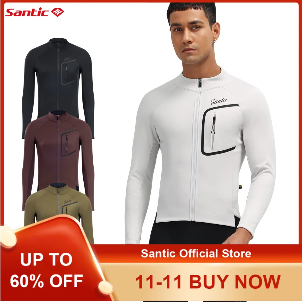 

Santic мужские велосипедные куртки зимние велосипедные майки MTB тонкие бархатные ветрозащитные дорожные велосипедные теплые с карманами WZ24C01177
