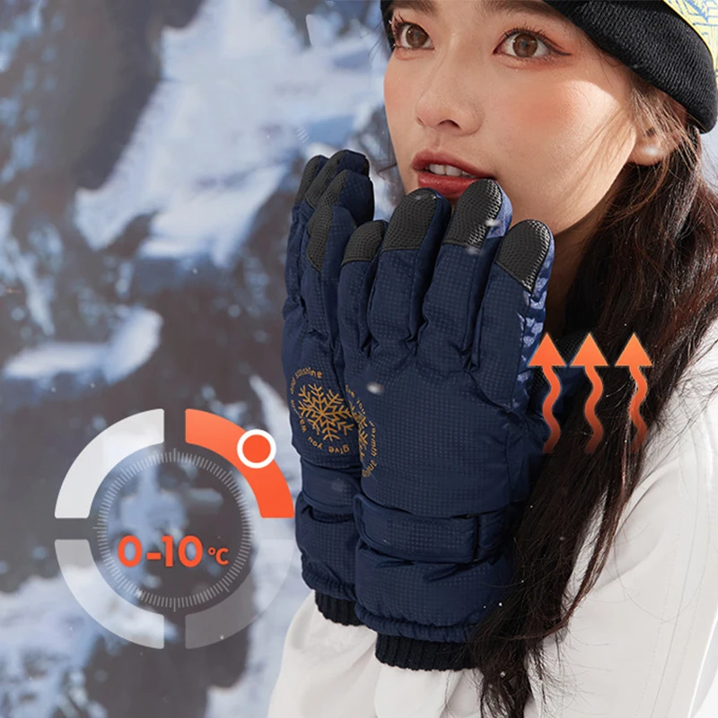 Women Winter Gloves Plush Warm Thick Waterproof Split Finger Cycling Ski Gloves Fleece Thickened Winterproof Keep Warm