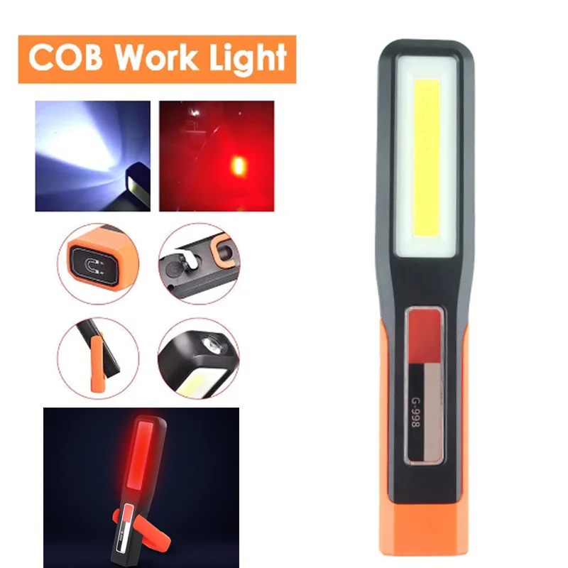 LED work light with magnet maintenance lighting flashlight Car Garage Mechanic Lamp charging COB car maintenance light with hook